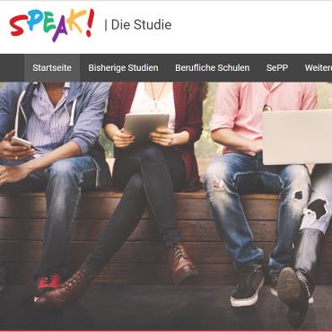 Screenshot der früheren Website der Speak Studie auf Archive.org